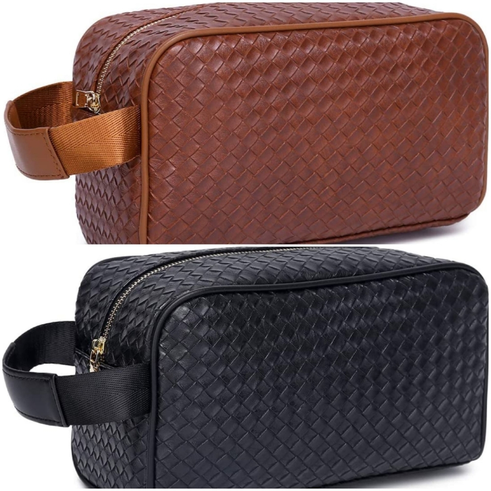 Woven makeup/toiletrie bag